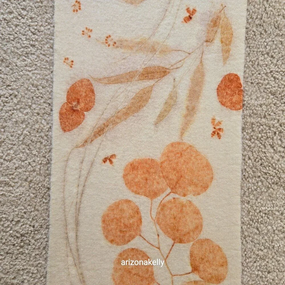 NWOT Handmade Wool Scarf Botanical Natural Dye Plants Eco Print Mayumix Designs